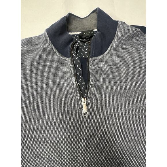 Ted Baker London Sweater Men’s 5 Med-Large Blue Poly Cotton 1/4 Zip - Picture 3 of 8